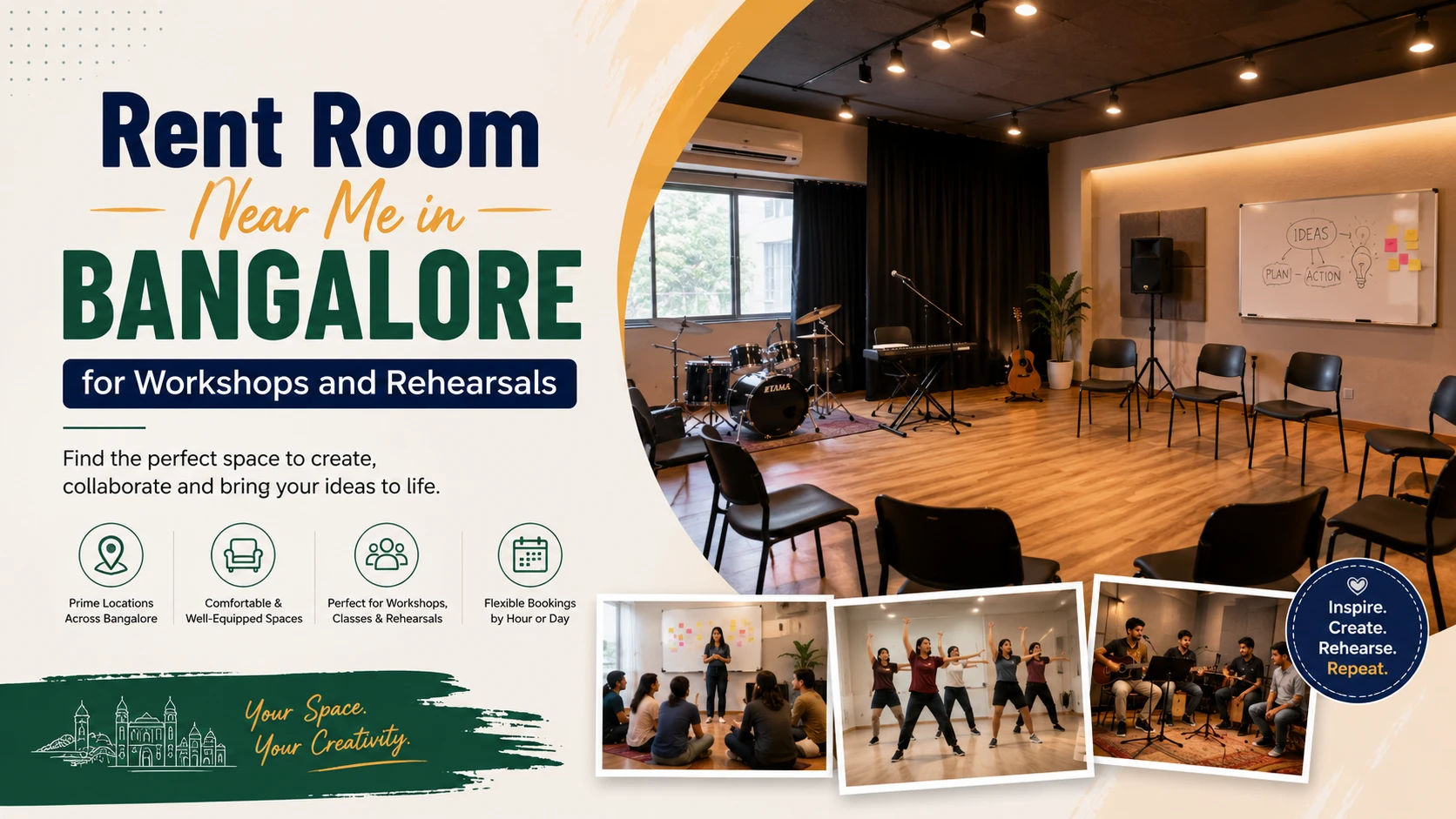 Rent Room Near Me in Bangalore for Workshops and Rehearsals