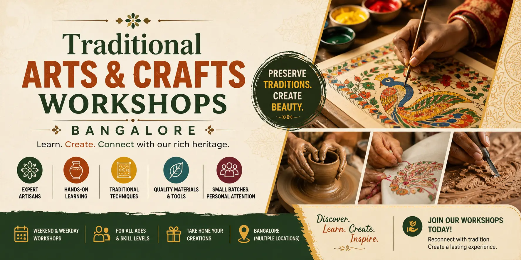Traditional arts and crafts workshops Bangalore