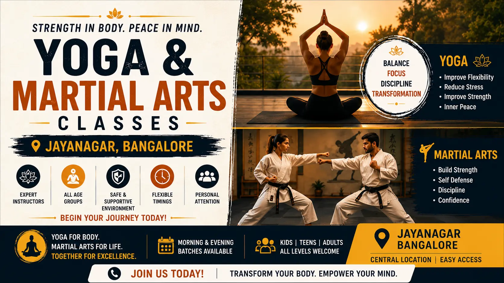 Yoga and martial arts classes Jayanagar