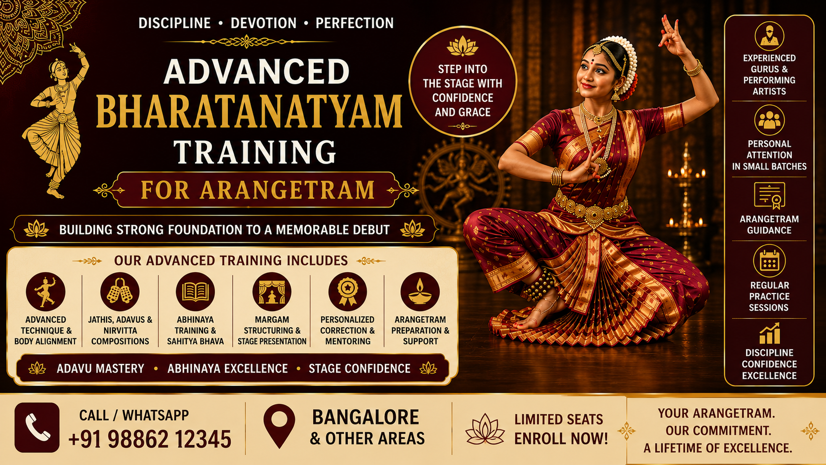 Advanced Bharatanatyam training for Arangetram