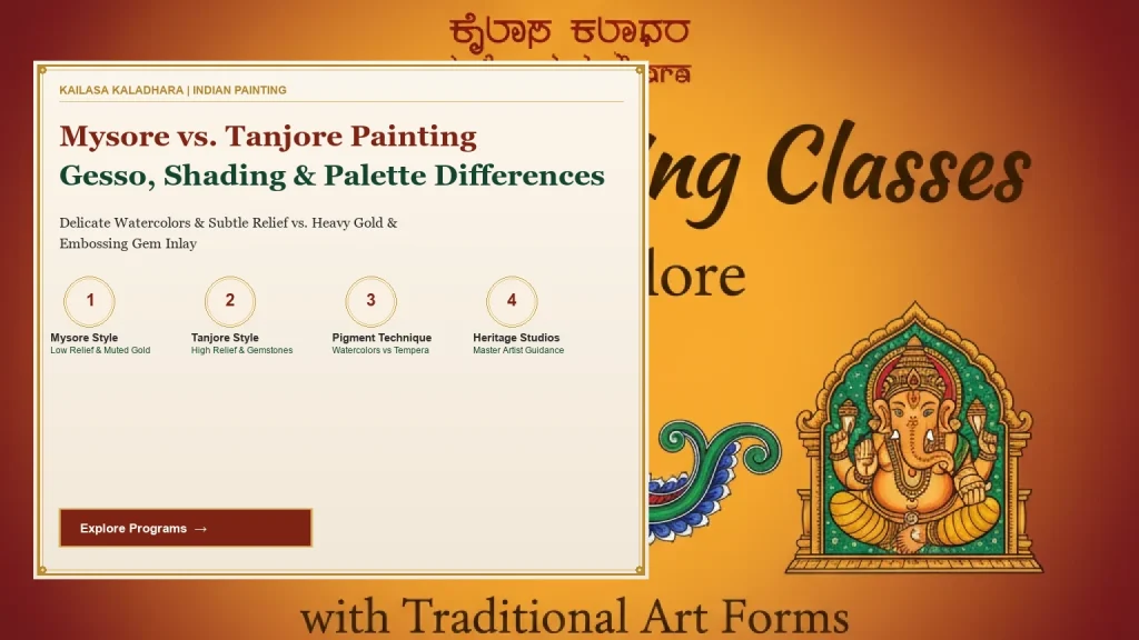 Mysore Traditional Painting vs. Tanjore Painting: Gesso, Shading, and Palette Differences - Kailasa Kaladhara