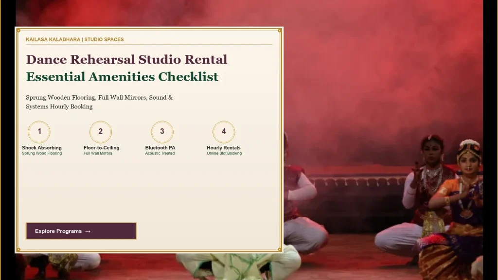 Key Amenities to Verify Before Booking a Dance Rehearsal Studio in Bangalore - Kailasa Kaladhara