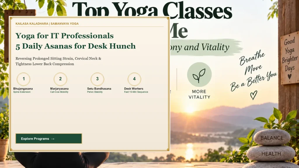 Samanvaya Yoga for IT Professionals: 5 Daily Asanas to Counter Desk Hunch & Back Pain - Kailasa Kaladhara
