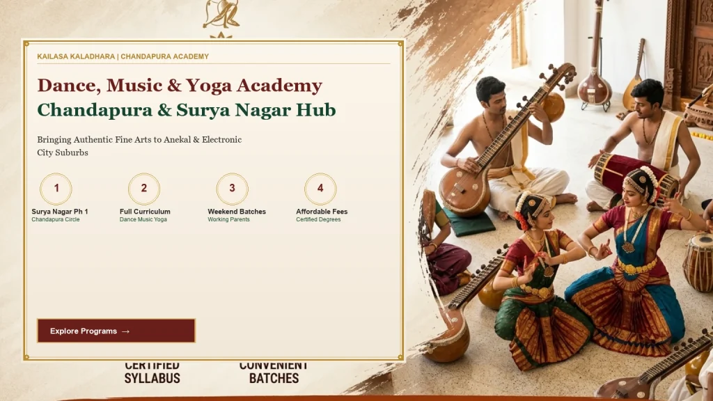 Classical Dance, Music & Yoga in Chandapura & Surya Nagar: Academy Guide - Kailasa Kaladhara