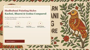 Madhubani Painting Styles: Kachni, Bharni & Godna Techniques Compared - Kailasa Kaladhara