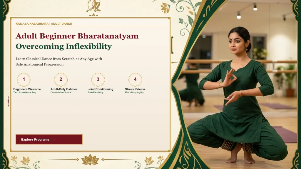 Can Adults Learn Bharatanatyam from Scratch in Bangalore? Overcoming Inflexibility - Kailasa Kaladhara